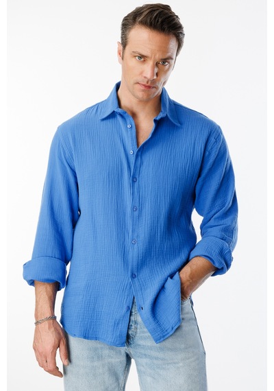 Genius Store Oversize Basic Erkek Müslin Gömlek Erkek-müslin-gömlek Mavi Genius Store Oversize Basic Erkek Müslin Gömlek Erkek-müslin-gömlek Mavi