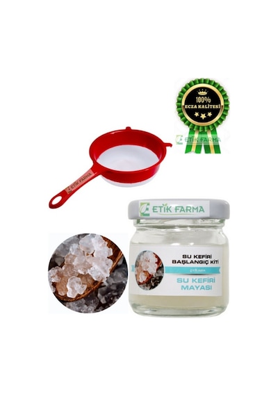 Etik Farma Su Kefir Mayası Başlangıç Kiti 40 ML + Süzgeç