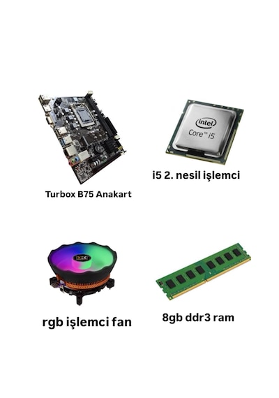 İ5 2. Nesil İşlemci/h61 Anakart/8gb Ddr3 Ram/cpu Fan/bundle Set