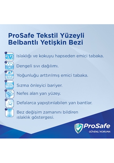 Prosafe Belbantlı Yetişkin Hasta Bezi 85 - 125 Cm M Orta 90 Lı