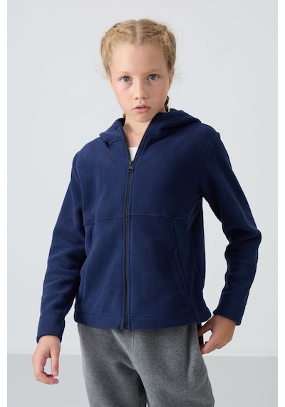 Standart Fit Kapüşonlu 2li Paket İndigo-fiesta Kız Çocuk Sweatshirt - 75152 Kırmızı - Mavi
