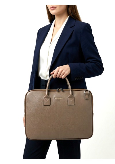 Sanmorris Unisex 15.6 Inç Uyumlu Suni Deri Darbe Korumalı Laptop Ve Evrak Çantası 1446 Vizon