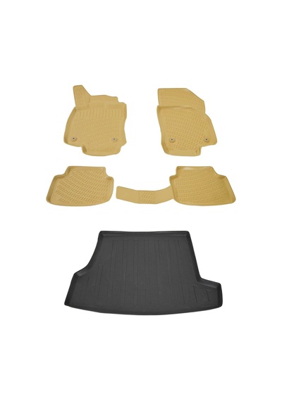 Skoda Superb Sedan 2003-07 Bej Havuzlu Paspas + Bagaj Set Bizymo Bej
