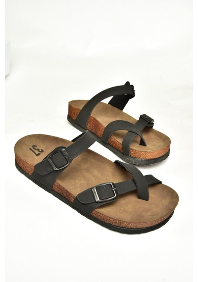 Fox Shoes K777613402 Siyah Süet Parmak Arası Kadın Terlik Siyah-süet Çok Renkli