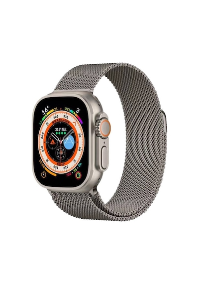 Apple Uyumlu  Watch Ultra/ultra2 49mm Kordon Metal Örgü İşlemeli Mıknatıslı Kordon