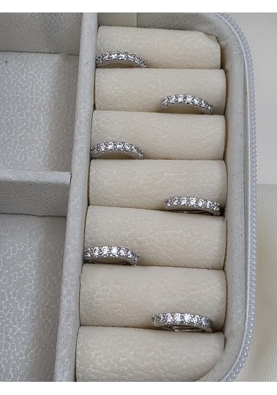 6'lı Zirkon Taşlı Gümüş Silver Renk Küpe Seti 1cm Gümüş