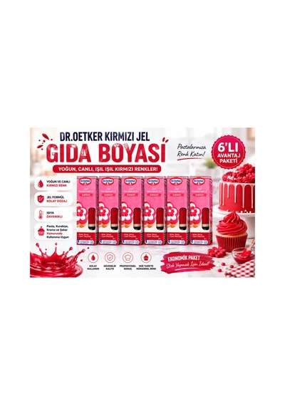 Kırmızı Jel Gıda Boyası 6 Lı Avantaj Paketi - 903031226