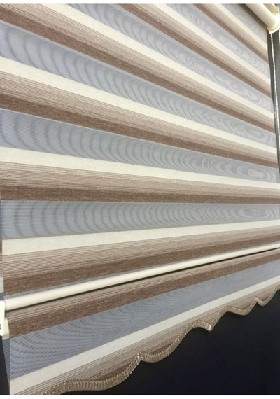 Kahve Renk Geçişli Zebra Stor Perde Kahverengi-beyaz - 97255129 Kahverengi-beyaz