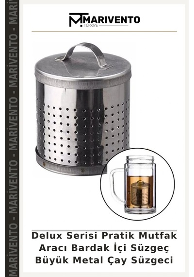 Delux Serisi Pratik Mutfak Aracı Bardak İçi Süzgeç Büyük Metal Çay Süzgeci Çok Renkli