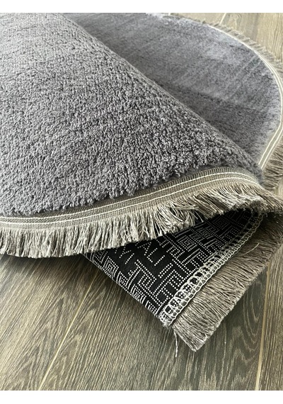 Melena Carpet Premium Peluş Yolluk Kaymaz Taban Yumuşak Dokulu Oval Modern Halı Antrasit