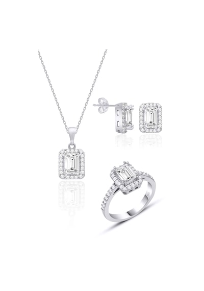 Baget Taşlı Gümüş Set Kadın 925 Ayar Gümüş Üçlü Set St154 Gümüş