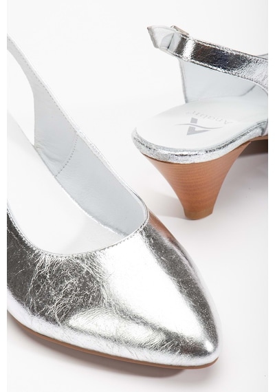 Analin Shoes Kadın Hakiki Deri Bilekten Bağlı Topuklu Ayakkabı GÜMÜŞ