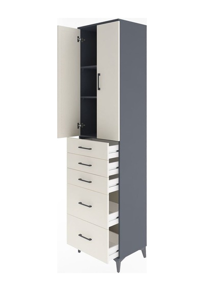 Hyperion Dolap 3 Raflı 5 Çekmeceli 2 Kapaklı 60x44x243 Antras... Antrasit