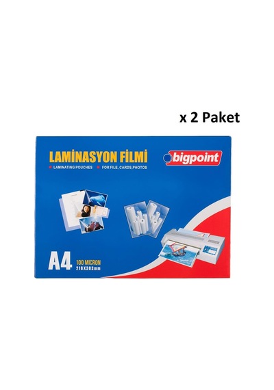 Bigpoint Laminasyon Filmi A4 100 Mikron 100'lü Kutu X 2 Paket