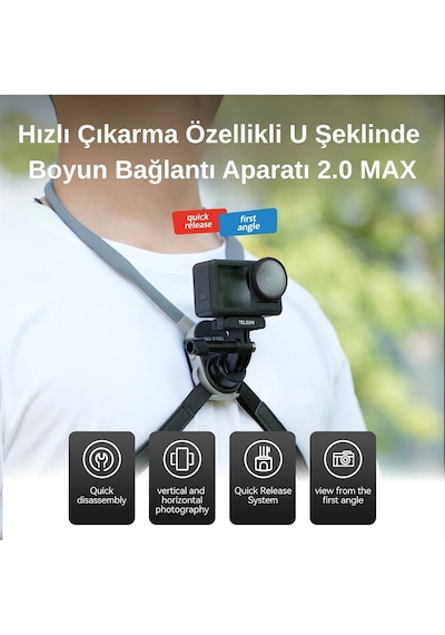 Telesın U Shape Neck Holder 2.0 Max Versiyon , Aksiyon Kameralar Için Boyun Askısı, Gopro, Djı Osmo Action, Insta360 Ace Pro Kameralar İle Uyumlu Telesın U Shape Neck Holder 2.0 Max Versiyon , Aksiyon Kameralar Için Boyun Askısı, Gopro, Djı Osmo Action, Insta360 Ace Pro Kameralar İle Uyumlu