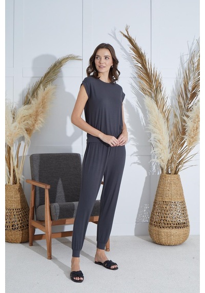 Sevim Kadın Kısa Kol Antrasit Pijama Takım C7t0n951 001