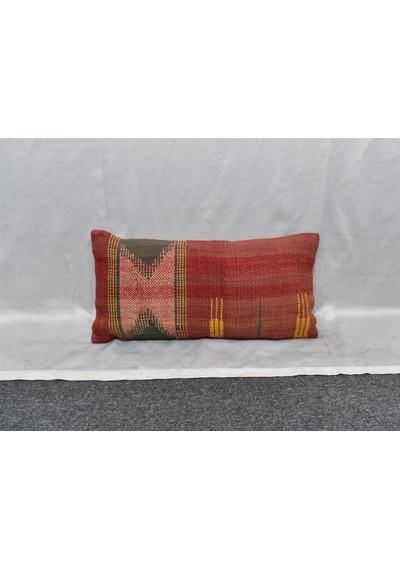 Zehra Abla Halı Yeni El Dokuma Dekoratif Lumbar Kilim Kırlent Yastık Kılıfı 6871 Çok Renkli