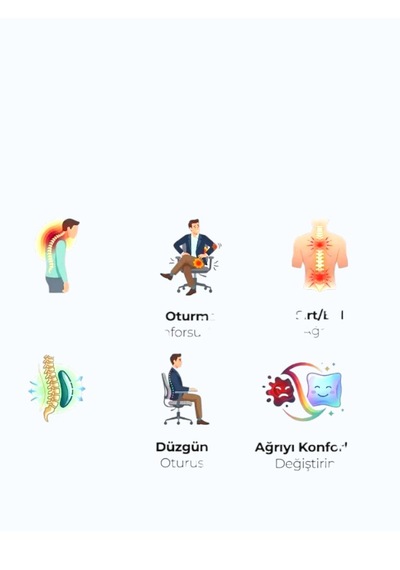 Yeni Nesil Visco Ortopedik Ergonomik Ofis, Araç, Ev Çalışma Sandalye Minder 2 Li Set Sırt Mideri Ve Oturma Minderi Gri