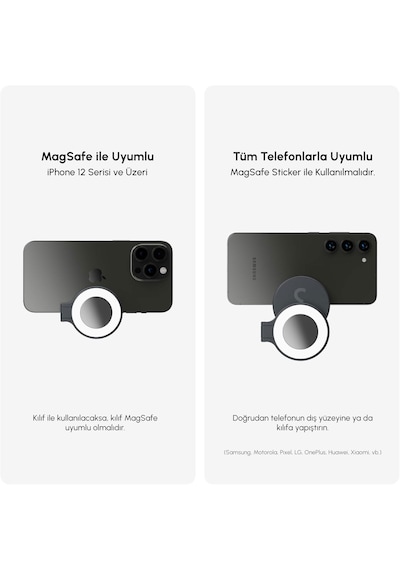 Shiftcam Snappocket Light Led Selfie Ring Işık, 4 Parlaklık Seviyesi, Dahili Batarya, Manyetik Telef Siyah