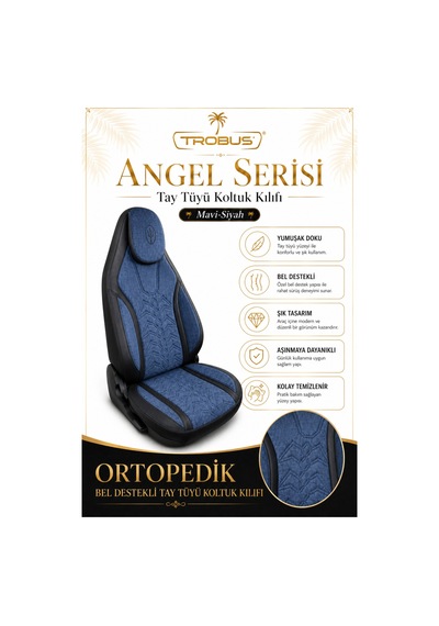 Geely Emgrand 2010-2012 Uyumlu Angel Serisi Mavi Siyah Oto Koltuk Kılıfı