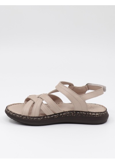 Nesilshoes Nesil Shoes Mns 157 Bej Hakiki Soft Deri Kadın Sandalet