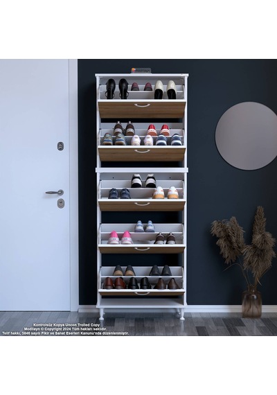 Modilayn Varbi Umay' 2 Li Antre Hol 52 X193x 25, 5 Cm Lik 5 Düşer Kapak 10 Göz Bölme Ayakkabılık Beyaz - Ceviz Modilayn Varbi Umay' 2 Li Antre Hol 52 X193x 25, 5 Cm Lik 5 Düşer Kapak 10 Göz Bölme Ayakkabılık Beyaz - Ceviz