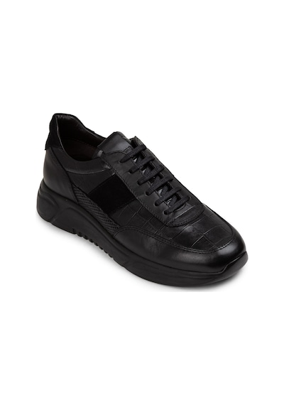 Deery Hakiki Deri Siyah Erkek Sneaker Ayakkabı - 01963Msyhe09 Siyah