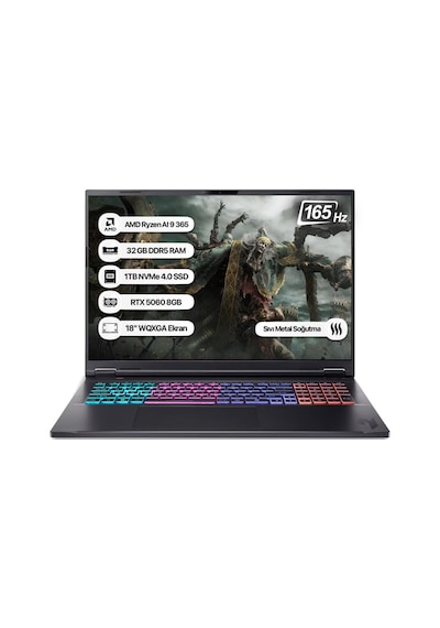 Acer Nitro 18 NH.QYHEY.001-32 R9-365 32 GB 1 TB SSD 8 GB RTX5060 18" WQXGA Dos Dizüstü Bilgisayar