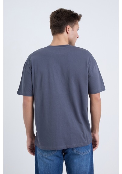 Velvoria Unisex Oversize I Love Camp Baskılı Antrasit Renk T-shirt