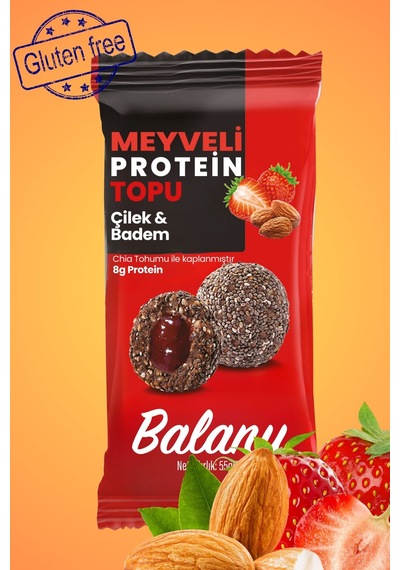Meyveli Çilekli & Bademli Protein Topları 55gr X3 Adet