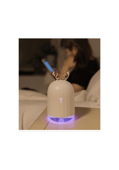 Mini Hava Nemlendirici Aromaterapi Led Işıklı Buhar Makinesi 220ml Geyikli Beyaz