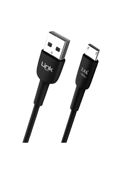 Linktech K600 Premium Micro Usb Data/şarj Kablosu 2.4a 1mt Siyah -
