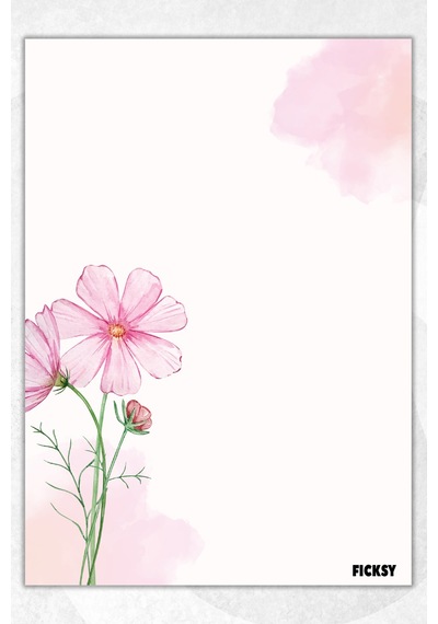 A5 Çiçek Bloknot Çizgisiz Defter - 50 Yaprak - Memopad - Notepad - Not Defteri - Not Kağıdı - 2953 Çok Renkli