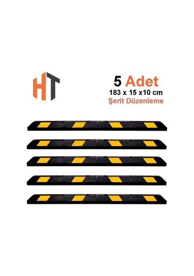 5'li Kauçuk Araç Stoperi, Oto Park Stoperi 183x15x10 Cm-indirimli Set