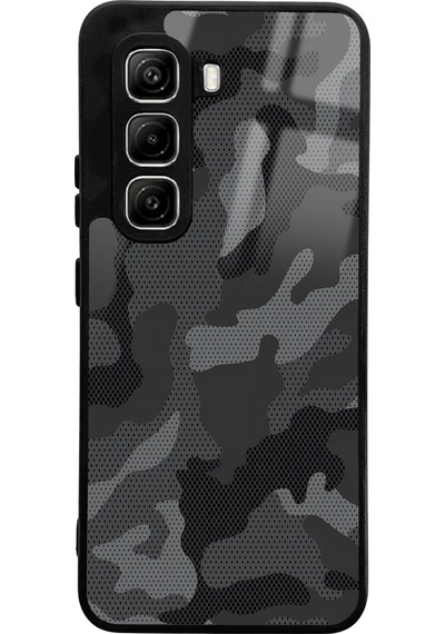 İnfinix Hot 50 Pro Siyah Kamuflaj Tasarımlı Glossy Telefon Kılıfı Uyumlu Çok Renkli