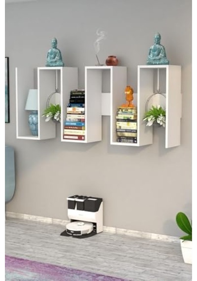 Dekoratif Duvar Rafı Modern Kitaplık Ve Raf Ünitesi Beyaz Diğer
