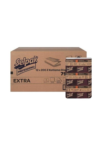 Selpak Extra Dispenser Kağıt Havlu Z Katlama Havlu 12 x 200'lü
