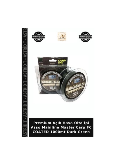 Premium Açık Hava Olta İpi Asso Mainline Master Carp Fc Coated 1000mt Dark Green 0.35 mm