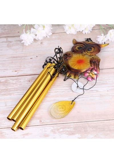 Feng Shui Baykuş Tasarımlı Cam İşlemeli Rüzgar Çanı Bahçe Balkon Dekorasyon Ürünü Yeni Ev Hediyesi 40  Cm 20047016