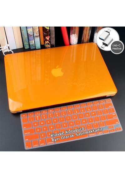 Apple Uyumlu MacBook Pro 13inç Kılıf M1-m2, Kristal Type-c'li Model A2338 A2289 A2251 A1706-08 A1989 A2159 İle Turuncu