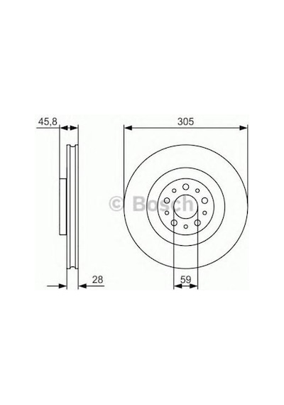 ON FREN AYNASI DISKI DOBLO III FIAT 500 COMBO 1.3D/1.4/1.6D 305MM 5 BIJON BOSCH 0986479736 OEM