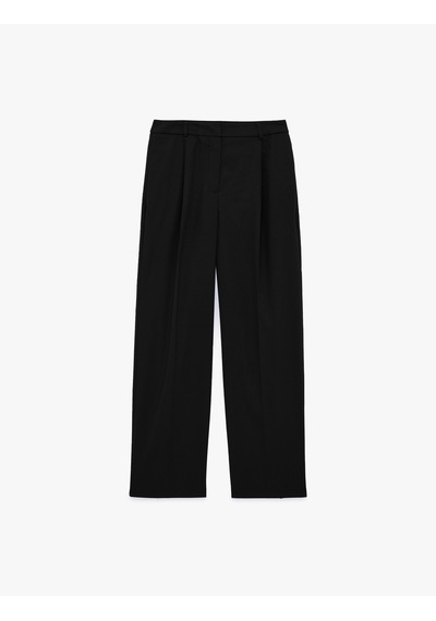 Koton Bol Kalıp Viskon Karışımlı Beli Bağcıklı Geniş Paça Pantolon Siyah 6sam40120hw