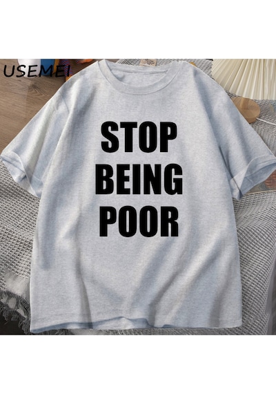 Flood Of Style Fakir Olmak Durdurmak Tshirt Kadınlar Rahat Pamuk Baskılı Tişört Y2k Ünlü İlham Grafik T-shir Gri