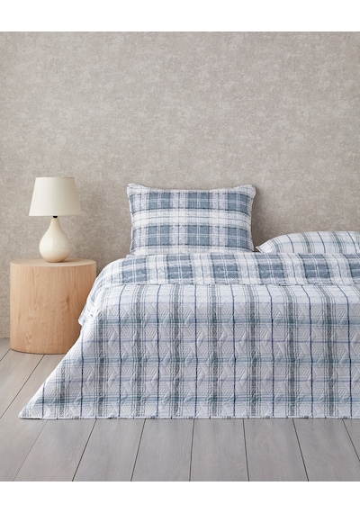 English Home Static Check Çok Amaçlı Çift Kişilik Yatak Örtüsü Takımı Gri Gri