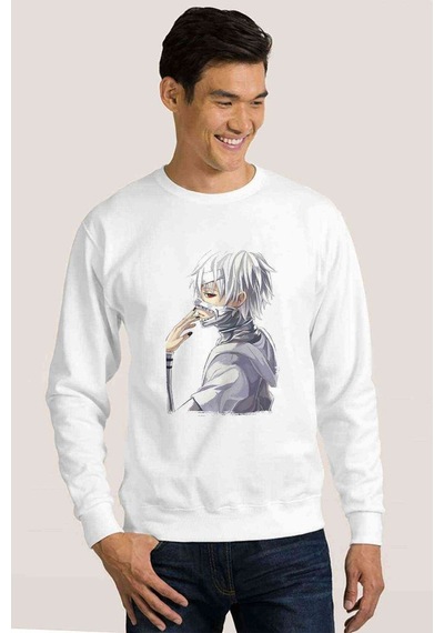 Anime Tokyo Ghoul Anteiku Baskılı Beyaz Erkek Örme Sweatshirt (528477469)