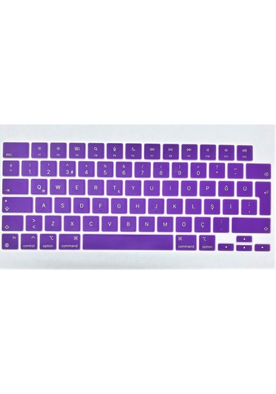 Arabulalaca Apple Uyumlu MacBook Pro 14.2 A2779 Türkçe Q Silikon Klavye Mor