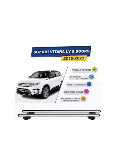 Suzuki İle Uyumlu Vitara Ly Suv 2015-2024 İçin Ara Atkı Taşıyıcı Tavan Barı 2 Adet Gri Standart