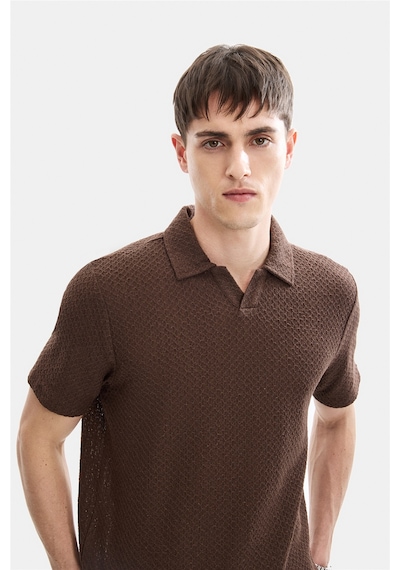Backandbond Kahve Regular Fit Örme Polo Yaka Tişört
