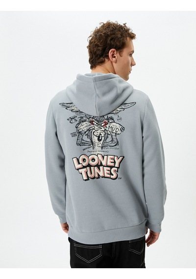 Koton Wile Coyote Kapşonlu Sweat Lisanslı Arkası Baskılı Şardonlu Gri 4wam70326mk Gri