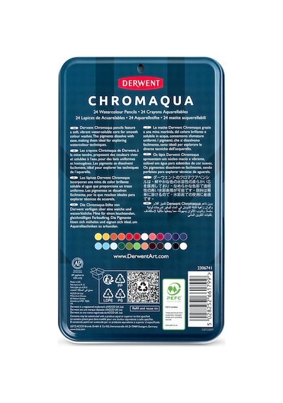 Derwent Chromaqua Suluboya Kalem Seti 24 Renk Karışık Renkli